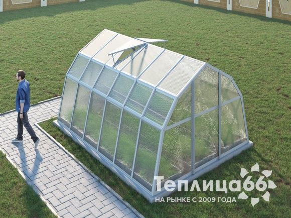 Теплица Рада Байкал из поликарбоната, 3x4 метра, белая